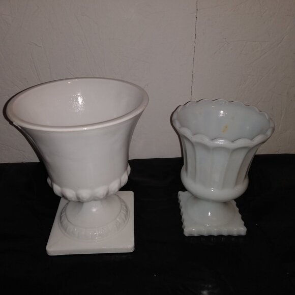Vintage Milk Glass Vase/ Planters (2 ) - Picture 3 of 11
